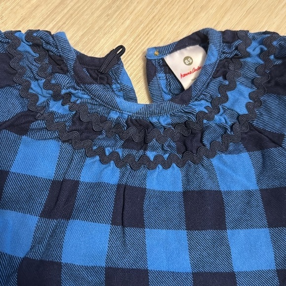 Hanna Andersson Girls Size 85 2T Blue Plaid Checked Dress RicRac Accent - Picture 4 of 4